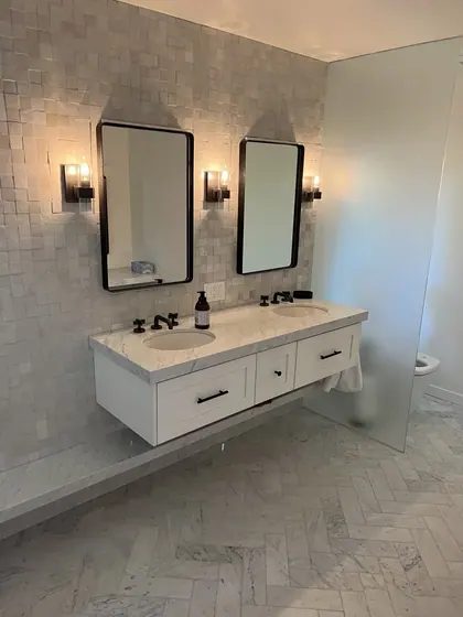 Bathroom Remodeling Project featuring tile & backsplashes — American Remodeling