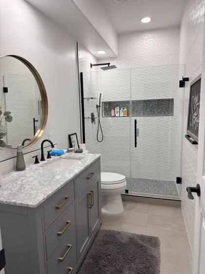 Bathroom Remodeling Project featuring showers, tile & backsplashes — American Remodeling