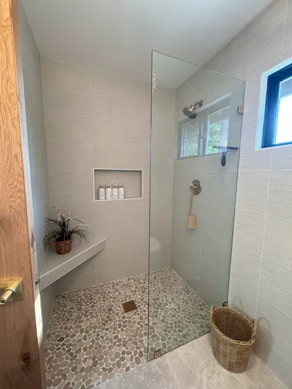 Bathroom Remodeling Project featuring showers, tile & backsplashes — American Remodeling