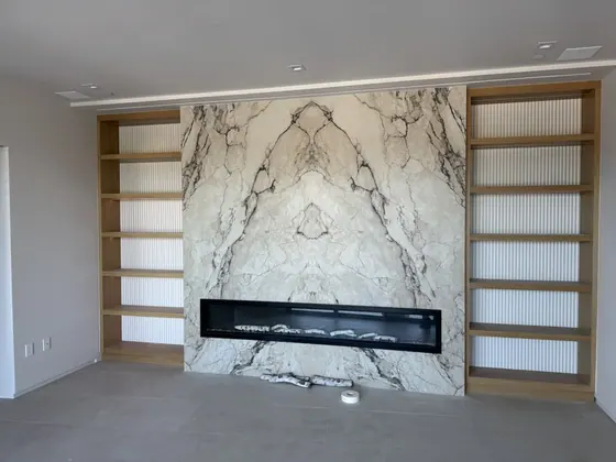 Fireplace Remodeling Project featuring tile & backsplashes — American Remodeling