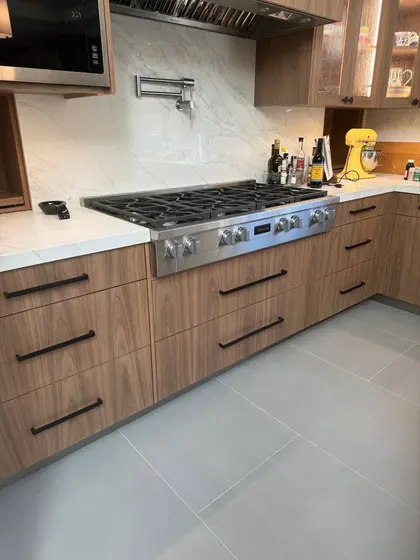Kitchen Remodeling Project featuring tile & backsplashes, cabinets & storage — American Remodeling